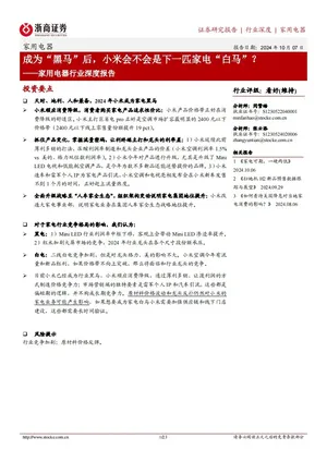 家用电器行业深度报告：成为“黑马”后，小米会不会是下一匹家电“白马”？